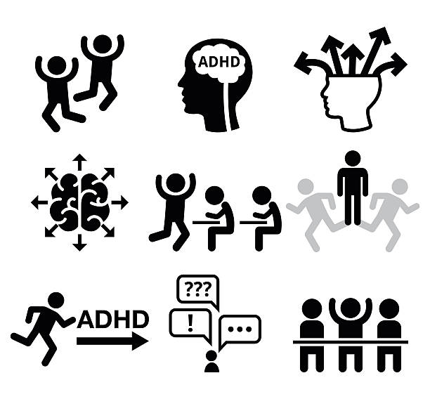 health icons set people wish add or adhd icons isolated on white